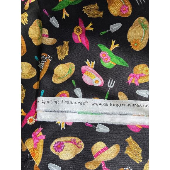 Quilt Fabric WE GROW BY THE YARD 1 yd x 44" Black Cotton Gardening Dan Morris - Picture 4 of 4